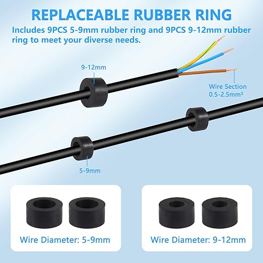 3PCS IP68 Waterproof Electrical Cable Connector, Outdoor 3 Pin T Shape Junction Box, Electrical Wire Connector for 5-9mm/9-12mm Wire Range