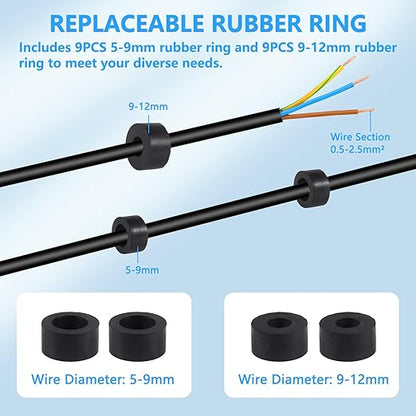 3PCS IP68 Waterproof Electrical Cable Connector, Outdoor 3 Pin T Shape Junction Box, Electrical Wire Connector for 5-9mm/9-12mm Wire Range