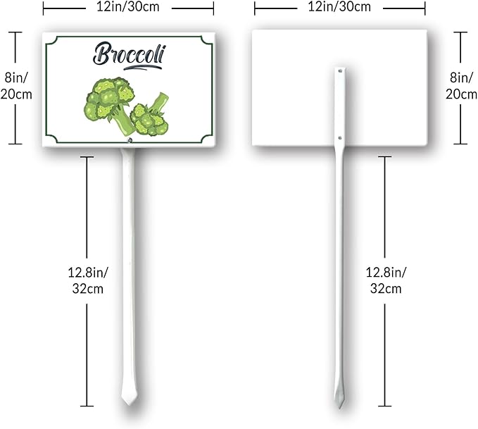 Boylee Aluminum 8x12inch Broccoli Garden Signs with Stake for Vegetables, Herbs, Flowers & Potted Plants