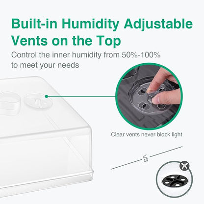 [Thick Plastic] 5-Set Strong Seed Starter Trays with 5" Humidity Domes for Seed Starting, Germination, Seedling Propagation & Plant Growing, Holds 240 Cells in Total