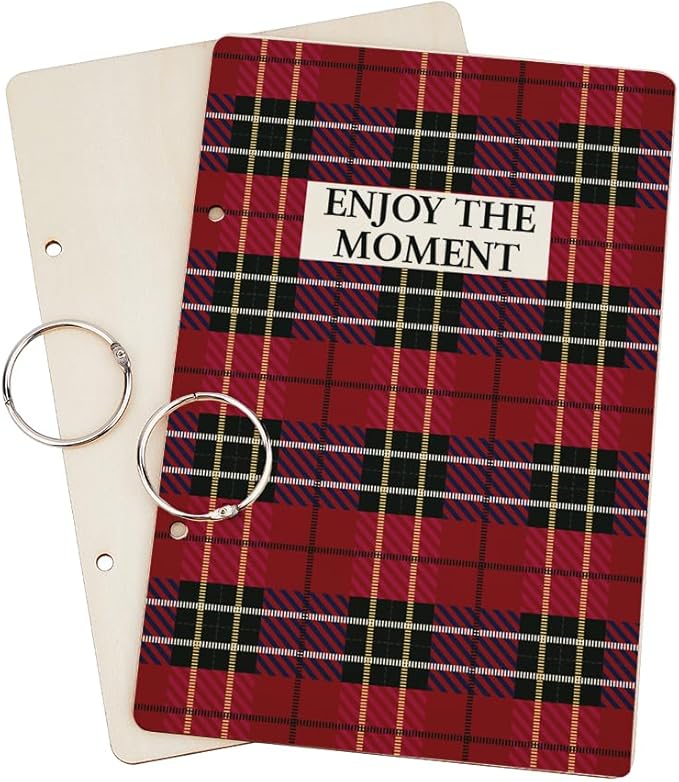 SUPERDANT Enjoy the Moment Greeting Card Holder Organizer Wooden Card Keeper Binder Planning Book Birthday Cards Keeper Photo Album 2-Rings Cover Wedding Planner Journal Keepsake Gift Keepsake Book