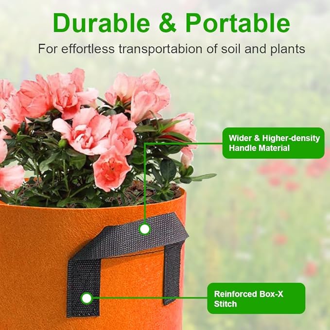 5 Gallon Grow Bags 16 Pack Multicolor Fabric Plant Pots with Handles Nonwoven Potato Grow Bags Plant Growing Containers Bag for Garden Fruit Vegetable Flower(Orange+Red+Yellow+Purple)
