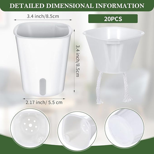 20 Pcs 3 Inch Self Watering Pots Self Watering Planters for Indoor Plants Plastic Self Watering Plant Pot Garden Flower Pots with Water Level Indicator Vents for Herbs ﻿