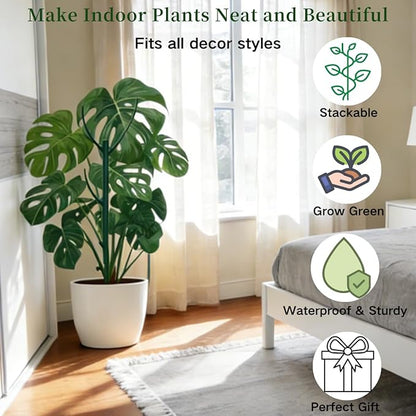 10 Pack Monstera Plant Support, 75inch Stackable Plant Stakes with 20Pcs Clips & 2Pcs Ties, Alternative to Moss Pole Plants Sticks Structures for Climbing Indoor Outdoor Potted Plants