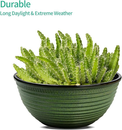 2 Pack 10 Inch Plant Pots,Durable Decorative Flower Pots Planters with Drainage Hole for Indoor and Outdoor Plants,Flowers,Succulents, Green