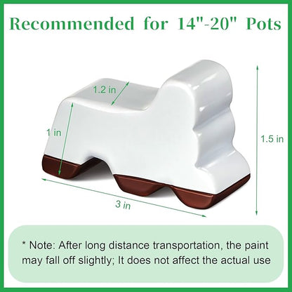 Kigeli 12 Pcs Resin Pot Feet for Outdoor Planters 3 Inch Long 1.5 Inch Tall Flower Handmade Elevator Plant Feet Frost Proof Lifter for 14-20 in Pot(White)