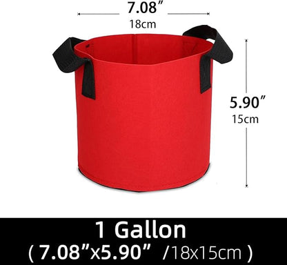 Grow Bags,Growing Pot Bags Garden Grow Bag Indoor Outdoor Fabric Aeration Plant Pot Container Flower Vegetable Pouch (Red,1 Gallon)