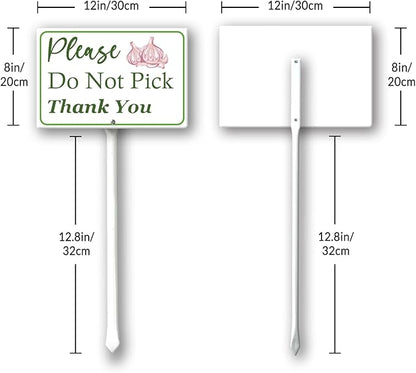 Boylee (8X12) IN Please Do Not Pick Garlic Thank You Yard Sign With Stake Rustproof Aluminum Fruit Vegetable Signs Stand for Home Orchard Garden Outdoor Decoration