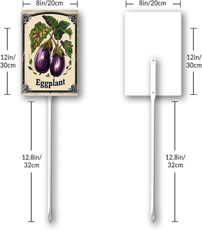 Uptell Vegetable Garden Egglant Yard Sign Label With Stake Plant Markers For Outdoor Plants Waterproof 8x12inch Nursery Garden Outdoor Sign