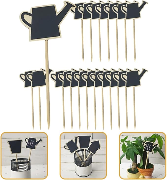Decoraciones para Salas De Casa Mini Wood Chalkboard Stakes 20pcs Gardening Plant Tags Blackboard Garden Labels Faucet Shaped Yard Stake Flower Tags Plants Sticks for Lawn