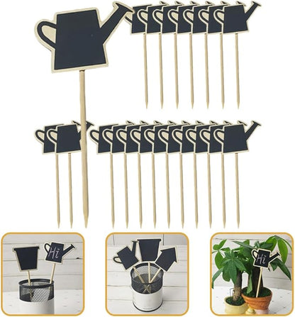 Decoraciones para Salas De Casa Mini Wood Chalkboard Stakes 20pcs Gardening Plant Tags Blackboard Garden Labels Faucet Shaped Yard Stake Flower Tags Plants Sticks for Lawn