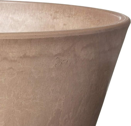 Arcadia Garden Products PSW Pot Collection TD25TP Plastic/Stone/Wood Composite Shallow Bulb Pan - No Drainage Hole (Drillable), Planter for Succulents, Bonsai, Fairy Gardens, Herbs, 10-inch, Taupe