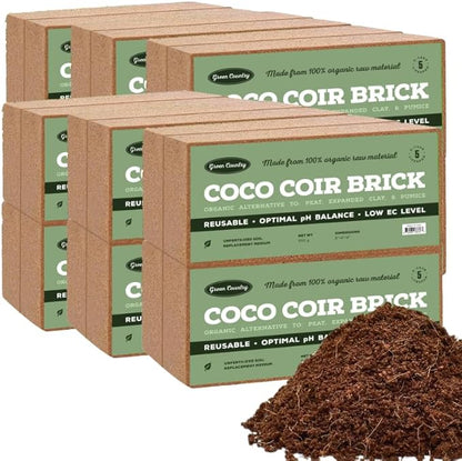 Premium Coco Coir Bricks - 24 Pack | Compressed Coconut Husk Fiber | Potting, Seed Starting, Hydroponics, Soil Amendment | Ideal for Indoor & Outdoor Planting