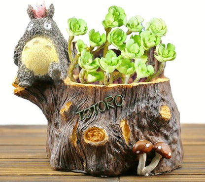 Fantasee Succulent Pot, Small Garden Pots with Drainage Hole, Resin Plants Flower Pots Miniature Ornaments for Home Office Decor (Cartoon - A)