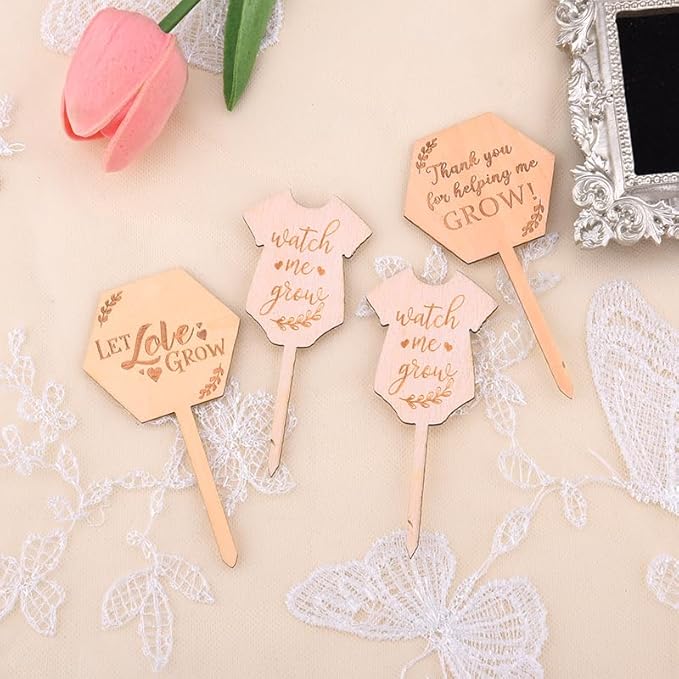 Plant Labels for Outdoor Garden Waterproof Wood Herb Plant Markers for Indoor Plants Signs Decor for Pots Funny Plant Tags Novelty Plant Lover Gifts for Womens Home House Plant Decorative Accessories