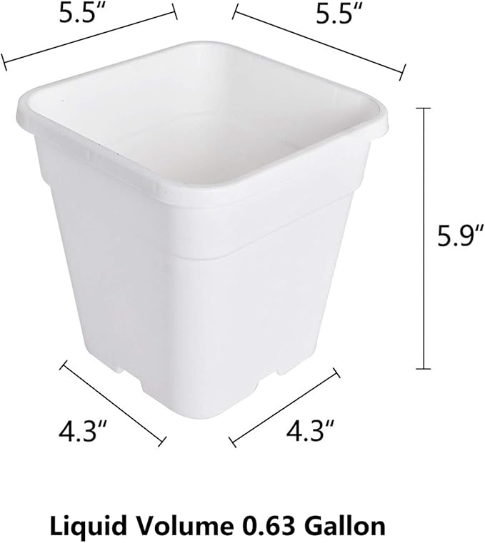 Square Nursery Pots Plant Pots Grow Pots Nursery Container Fit for Planting Soil Plants 0.63 Gallon 10Pcs