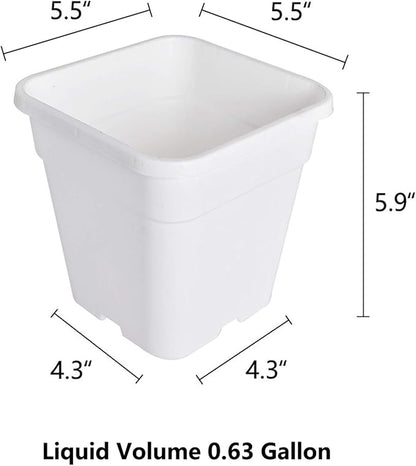 Square Nursery Pots Plant Pots Grow Pots Nursery Container Fit for Planting Soil Plants 0.63 Gallon 10Pcs