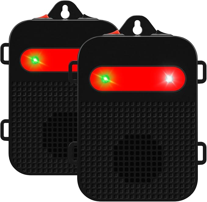 Ultrasonic Rodent Repellent Under Hood Battery Operated Pest Repeller with Strobe Lights, Humane Mouse Deterrent for Car Engines, Garage – Prevents Nesting & Wire Damage, 2 Pack