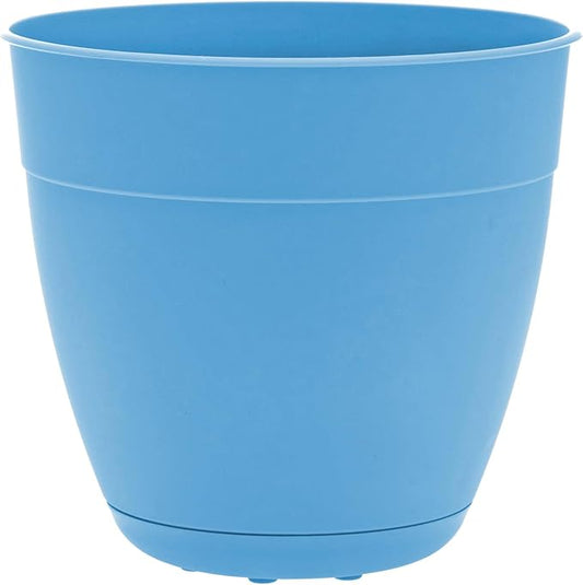 Bloem Dayton Planter with Saucer: 16" - Ocean Blue - 100% Recycled Plastic Pot, Removable Saucer, Elevated Feet, for Indoor and Outdoor Use, Gardening, 8.5 Gallon Capacity