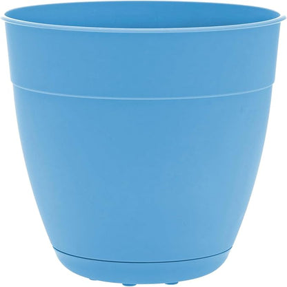 Bloem Dayton Planter with Saucer: 12" - Ocean Blue - 100% Recycled Plastic Pot, Removable Saucer, Elevated Feet, for Indoor and Outdoor Use, Gardening, 3 Gallon Capacity
