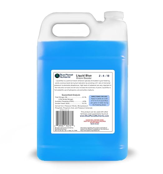 Bloom Booster Fertilizer Liquid PK Enhancer - Blue Planet Nutrients Liquid Blue for Bigger Flowers & Yields - Gallon