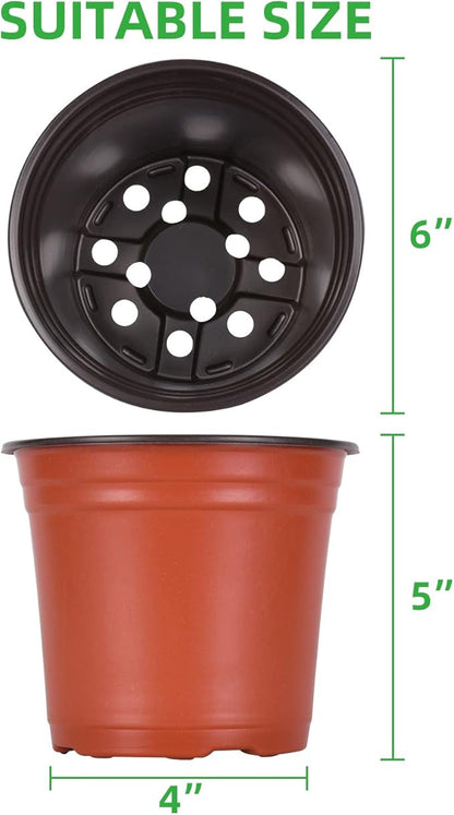 Kleeblatt 100 Pcs Nursery Pots 6 Inch, Plastic Planter Nursery Pots with 30 Pcs Plant Labels, Seedling Pots and Seedling Flower Plant Container