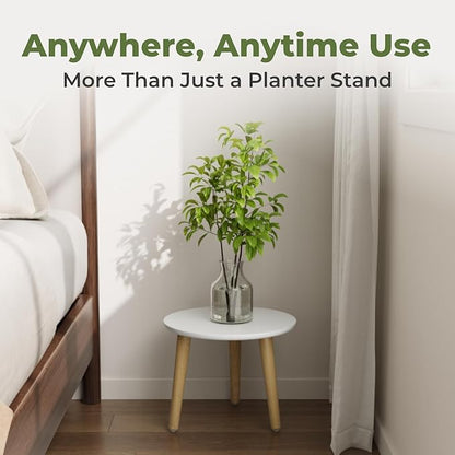 Leaf&lull Plant Table Small Plant Stand Indoor for Large Plants Wood Plant Stool Tall Plant Holder for Living Room Bedroom Balcony White