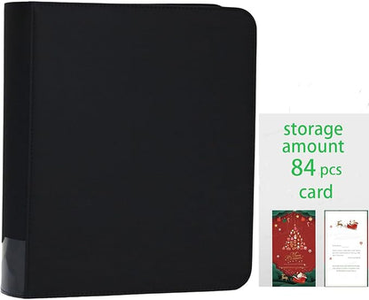 greeting card book organizer,christmas card photo album,birthday card organizer binder,for greeting card box keepsake storage and display,holds 84 cards (black)