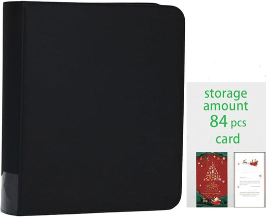 greeting card book organizer,christmas card photo album,birthday card organizer binder,for greeting card box keepsake storage and display,holds 84 cards (black)