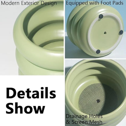 6.5 Inch Modern White Ceramic Planter Pot with Drainage Holes, Suitable for Indoor Plants, Cute Unique Planters for Home & Office Decor
