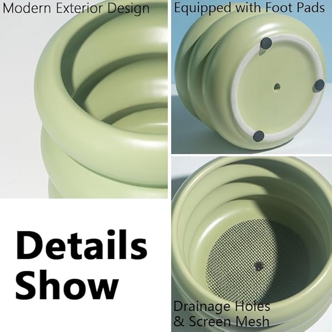 4.7 Inch Modern Plant Pot Green Ceramic Glaze Succulent Planters for Indoor Unique Pots, Planter with Drainage Holes Small Bubble Porcelain for Herb Snake Plants