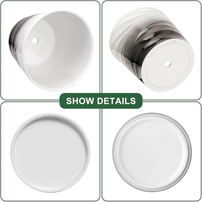 Ceramic Plant Pots,5 Inch,Set of 4,Planters with Drainage Hole and Saucer,Flower pots for Indoor Plants,Modern Design(5.5 in Diameter)