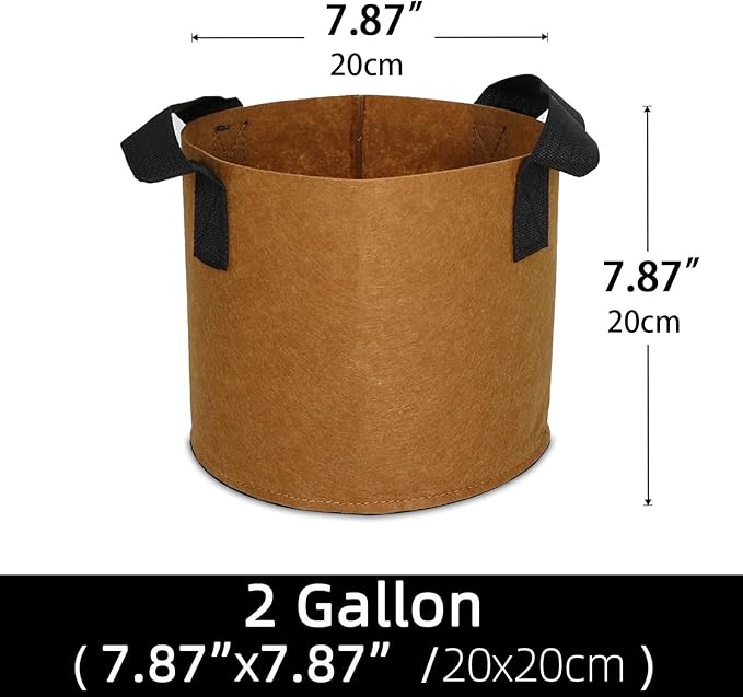 Grow Bags,Growing Pot Bags Garden Grow Bag Indoor Outdoor Fabric Aeration Plant Pot Container Flower Vegetable Pouch (Coffee,2 Gallon)