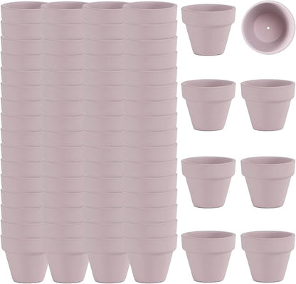 2 Inch Pink Terracotta Pots Pack of 72 - Mini Clay Pot with Drainage Hole for Tiny Cactus Herb lithop, Small Succulent Planter Nursery Plant Pot for Windowsill, Cactus Plant, Crafts, Wedding Favors