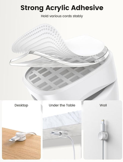 Lamicall 12Pack Spring Cord Organizer, Office Desk Accessories, Desk Cable Management Clips, Phone Charger Cord Holder for Nightstand, Home Organization Workspace Accessories, Dorm Room Essentials