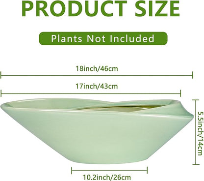 Ceramic Bonsai Pot - 18 Inch Planter with Drainage Hole Large Modern Bonsai Planter Decorative Succulent Flower Plant Pot for Indoor Plants Outdoor Green
