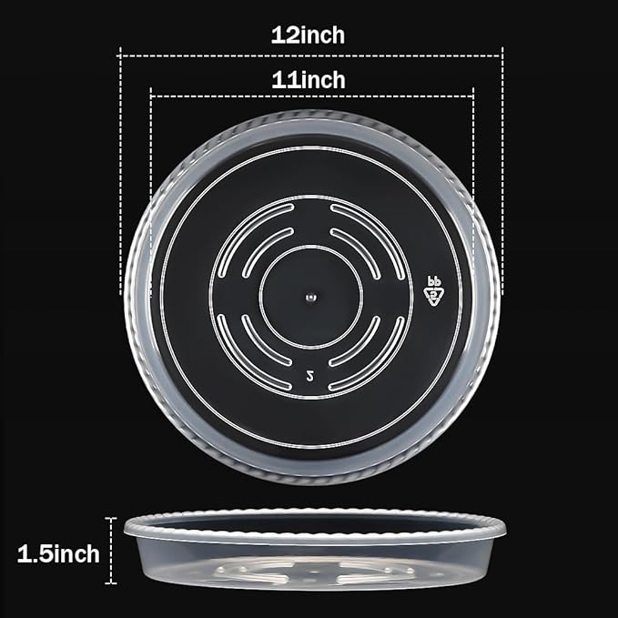 5 Pack 12 Inch Plant Saucer for Indoor Plants,Clear Plastic Plant Trays for Pots,Heavy Duty Durable Flower Pot Saucers to Protect Floors & Furniture