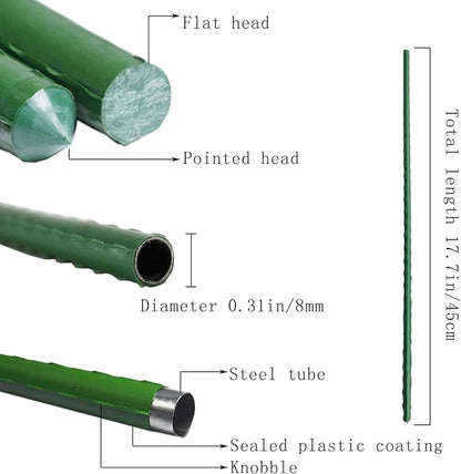 Arlai 45cm/1.48 Ft Garden Stakes, Plastic Coated Steel Plant Stakes Sturdy Tomato Stakes, Pack of 25