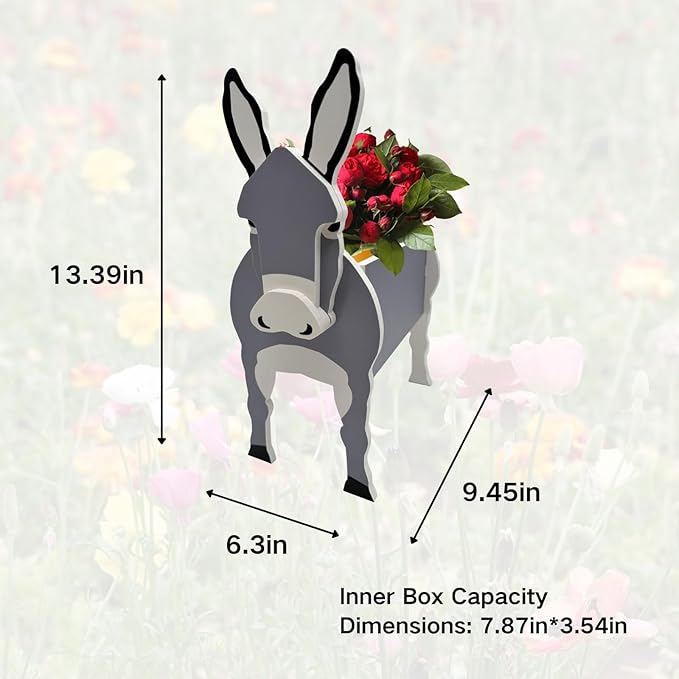 Donkey Planter Plant Pots,Animal Flower Pot for Indoor/Outdoor,Small Cute PVC Animal Face Shape Plant Container Best for Home Office Garden Decoration Mom Gift Ideas