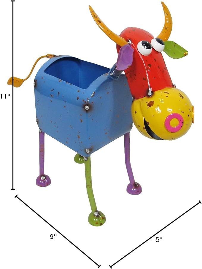 Continental Art Center Colorful Cow Planter- Lawn & Garden DÉCOR