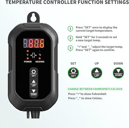 20"x 20" Seedling Heat Mat with Digital Thermostat Combo Set,ETL Certified and Durable Waterproof Warm Hydroponic Heat Mat for Germination,Indoor Gardening,Brewing and Greenhouses