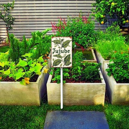 Uptell Vintage Aluminum Jujube Fruit Signs Yard Sign with Stake for Garden Fruit Garden Label Stakes Plant Markers for Outdoor Plants Waterproof 8x12 inch