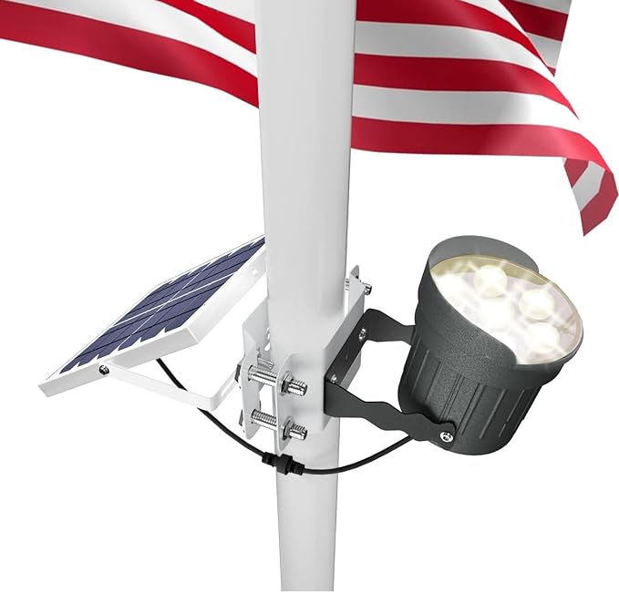 Ofuray Solar Flag Pole Light Outdoor,Dimmable Brightest Flag Pole Light Solar Powered, American Flag Coverage Led Solar Flag Pole Lights Outdoor Dusk to Dawn fit 1.5''-4'' Flagpole for House