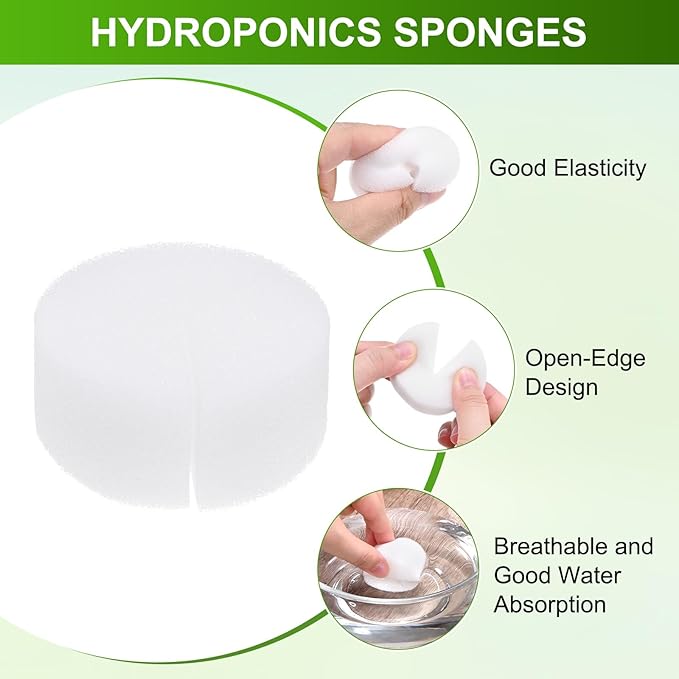 50-Pack Hydroponics Sponges, 2.36 Inch Growing Media Cylindrical Sponges for Planting Gardening Tool/Grow Seedlings/Home Vegetable Flower, Soilless Cultivation Seedling [White]