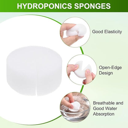 50-Pack Hydroponics Sponges, 2.36 Inch Growing Media Cylindrical Sponges for Planting Gardening Tool/Grow Seedlings/Home Vegetable Flower, Soilless Cultivation Seedling [White]