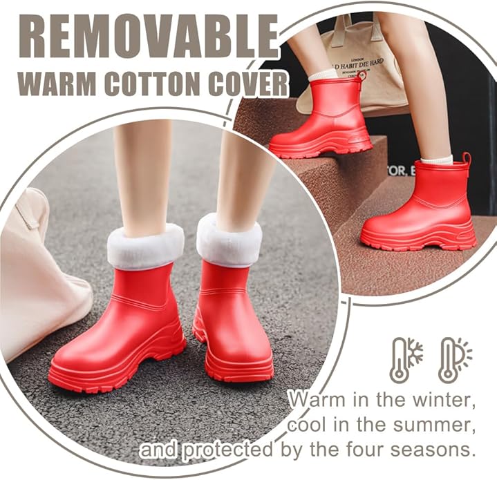 Women's Waterproof Chelsea Ankle Rain Boots, Slip-On Style, Outdoor Weather Protection