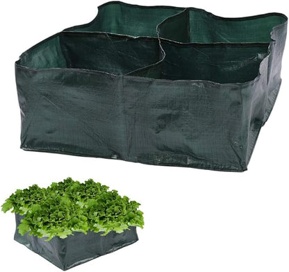 Firlar Raised Garden Bed, Raised Bed, 4 Divided Grids Square Garden Grow Bags Planter Box for Plants, Herb, Flowers and Vegetables
