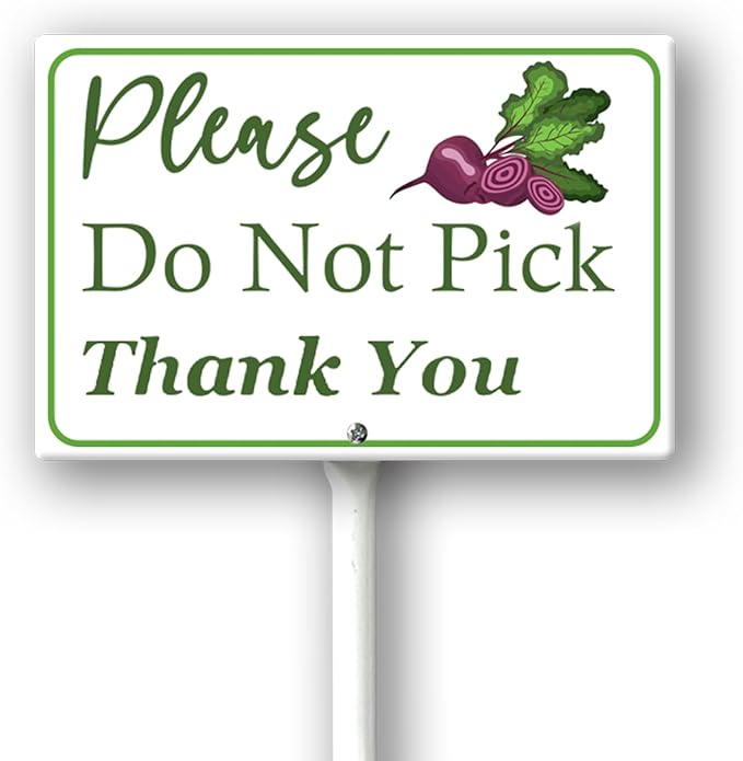Boylee (8X12) IN Please Do Not Pick Ripe Red Beets Thank You Yard Sign With Stake Rustproof Aluminum Fruit Vegetable Signs Stand for Home Orchard Garden Outdoor Decoration
