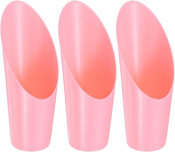 3-Pack Bonsai Soil Scoops, Plastic Garden Soil Scoops Bucket Shovel Potting Scoopers for Transplanting/Flower Planting/Plant Succulent, Colorful Small Gardening Tools [Pink]