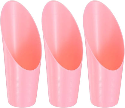 3-Pack Bonsai Soil Scoops, Plastic Garden Soil Scoops Bucket Shovel Potting Scoopers for Transplanting/Flower Planting/Plant Succulent, Colorful Small Gardening Tools [Pink]